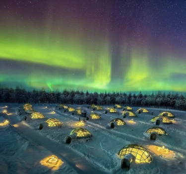 The Northern Lights from the Hotel Room in Finland